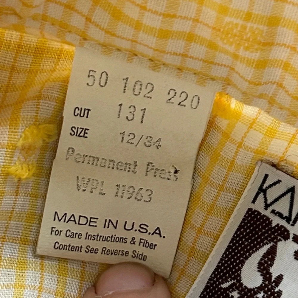 Women's Karman Long Sleeve Western Wear Shirt Yellow Size 12 Pearl Snap VTG - Picture 6 of 8